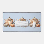 Pumpkin Teapot mit Fall Florals Illustration Schreibtischunterlage (Tastatur & Maus)