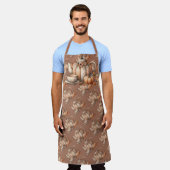 Pumpkin Teapot mit Fall Florals Illustration Schürze (Getragen)