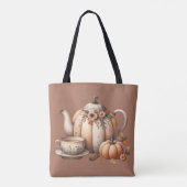 Pumpkin Teapot mit Fall Florals Illustration Tasche (Rückseite)