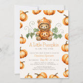 Pumpkin Teddy Bear Baby Dusche Einladung (Vorderseite)