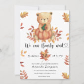 Pumpkin Teddy Bear Fall Baby Dusche Einladung (Vorderseite)