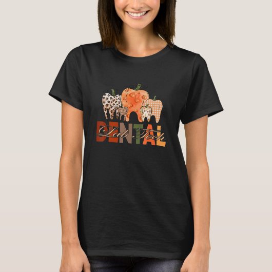 Pumpkin Teeth Leopard Pattern Dentist Near Me Dent T-Shirt (Vorderseite)