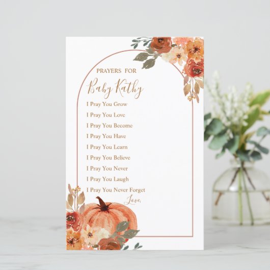 Pumpkin Terracota Floral Gebete für Baby (Stehend Vorderseite)