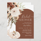 Pumpkin Terracotta Arch Floral Boho Brautparty Einladung (Vorne/Hinten)