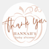 Pumpkin Terracotta Bohemisch Earthy Baby Dusche Runder Aufkleber (Vorderseite)