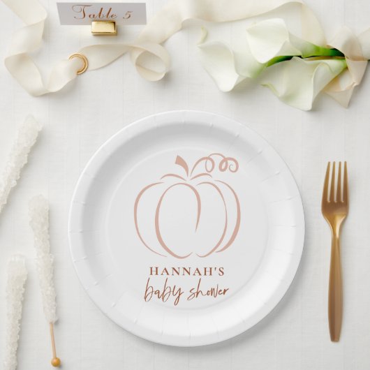 Pumpkin Terracotta Boho Burnt Orange Babydusche Pappteller (Hochzeit)