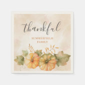 Pumpkin Thankful Family Fall Erntedank Paper Serviette (Vorderseite)