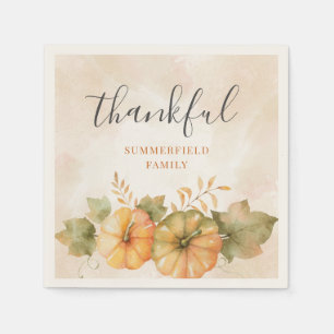 Pumpkin Thankful Family Fall Erntedank Paper Serviette