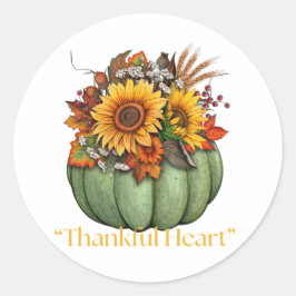 Pumpkin Thankful Heart Runder Aufkleber