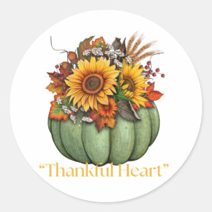 Pumpkin Thankful Heart Runder Aufkleber