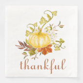 Pumpkin Thankful Watercolor Erntedank Serviette (Vorderseite)