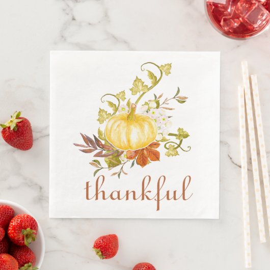 Pumpkin Thankful Watercolor Erntedank Serviette (Beispiel)