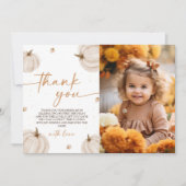 Pumpkin Themed Birthday Foto Danke Karte (Vorderseite)