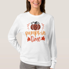 Pumpkin Time Herbst Leopard Print Floral T-Shirt