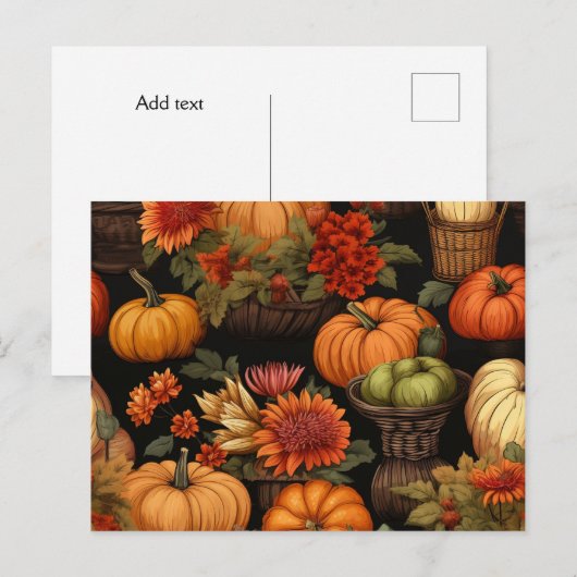 Pumpkin Time TEMPLATE, personalisieren. Postkarte (Vorne/Hinten)