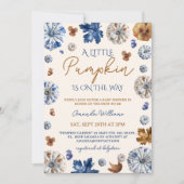 Pumpkin Toile de Jouy Blue Terracotta Babydusche Einladung (Vorderseite)