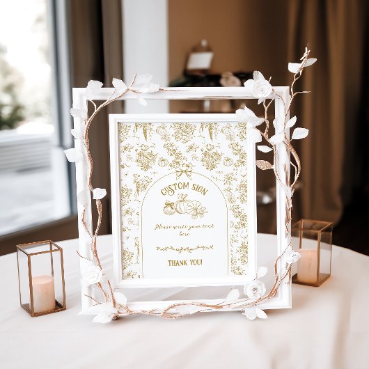 Pumpkin Toile Floral Neutral Baby Dusche individue Poster