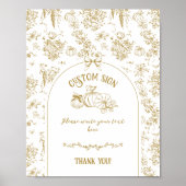 Pumpkin Toile Floral Neutral Baby Dusche individue Poster (Vorne)