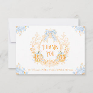 Pumpkin Toile Wappen Elegant Boy Baby Shower Dankeskarte