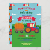 Pumpkin Tractors Birthday Harvest Party Einladung (Vorne/Hinten)