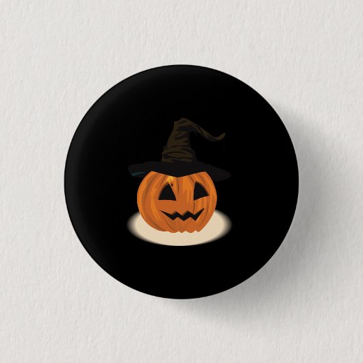 Pumpkin Tragen von Hexenhut Button (Vorderseite)