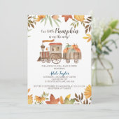 Pumpkin Train Baby Dusche, Fall Baby Sprinkle Einladung (Stehend Vorderseite)