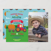 Pumpkin Traktoren Birthday Foto Boys Party Einladung (Vorne/Hinten)