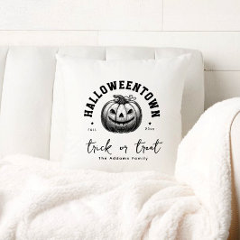 Pumpkin Trick oder Treat Black and White Halloween Kissen