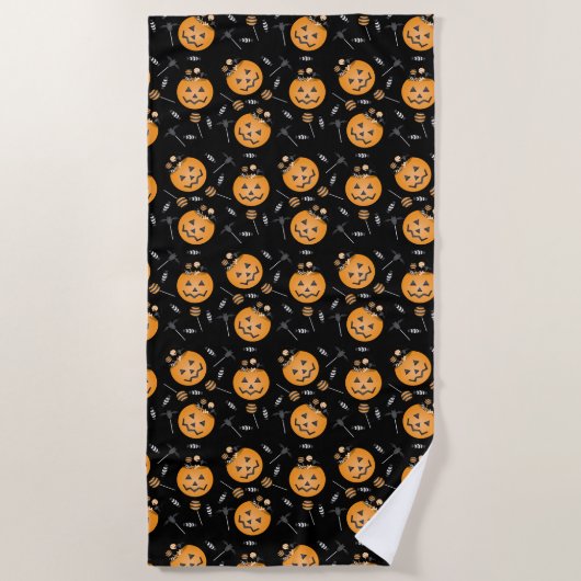 Pumpkin Trick oder Treat Ecket Halloween Lollipops Strandtuch (Vorderseite)