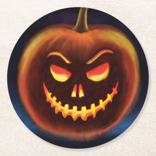 Pumpkin Trick oder Treat Halloween-Party Untersetz Runder Pappuntersetzer (Vorderseite)