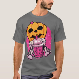 Pumpkin trinken Boba Brustkrebs Bewusstsein rosa T-Shirt