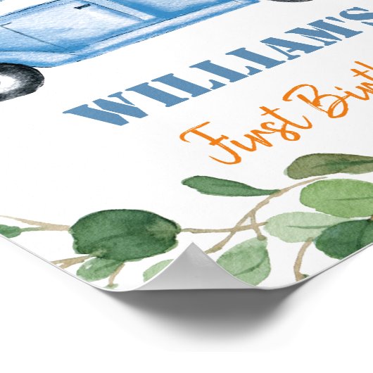 Pumpkin Truck 1. Geburtstag Begrüßungszeichen Poster (Ecke)