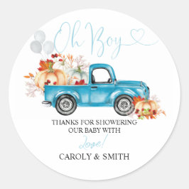 Pumpkin Truck Baby Shower Classic Round Sticker