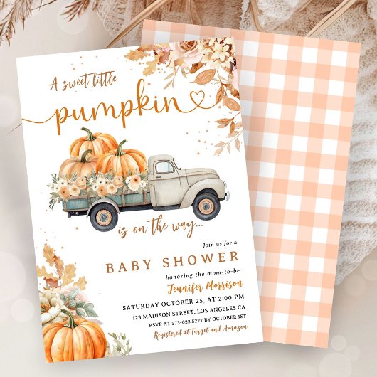 Pumpkin Truck Baby Shower Fall Gender Neutral Einladung