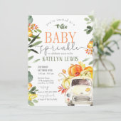 Pumpkin Truck Baby Sprinkle Greenery Einladung (Stehend Vorderseite)