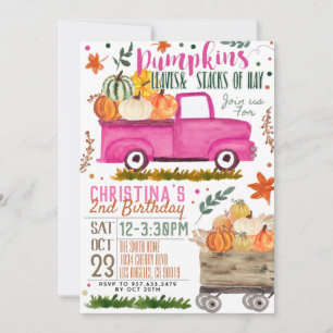 Pumpkin Truck Birthday Einladung