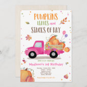 Pumpkin Truck Birthday Party Fall Pumpkin Birthday Einladung (Vorne/Hinten)