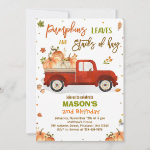 Pumpkin Truck Birthday Party Fall Pumpkin Birthday Einladung