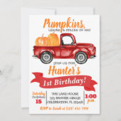 Pumpkin Truck Einladung zum Geburtstag - Red Truck (Vorderseite)