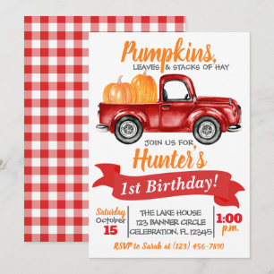 Pumpkin Truck Einladung zum Geburtstag - Red Truck