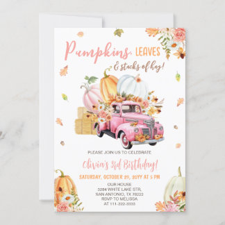 Pumpkin Truck Fall Birthday Party Einladung