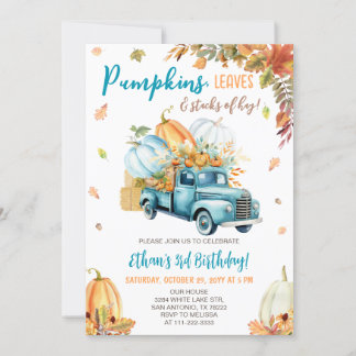 Pumpkin Truck Fall Boy Geburtstagsparty Einladung