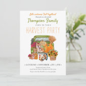 Pumpkin Truck Fall Harvest Party Erntedank Einladung (Stehend Vorderseite)