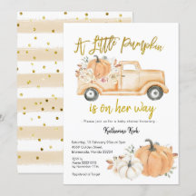 Pumpkin Truck Floral Girl Babydusche Einladung