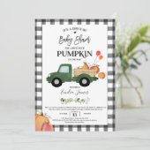 Pumpkin Truck Gender Neutral Fall Baby Shower Einladung (Stehend Vorderseite)
