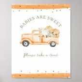 Pumpkin Truck Modernes Fall Baby Duschbücher Poster (Vorne)