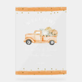 Pumpkin Truck Modernes Fall Baby Dusche Acrylschild (Vorderseite)