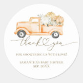 Pumpkin Truck Modernes Fall Baby Dusche Runder Aufkleber (Vorderseite)