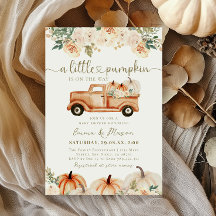 Pumpkin Truck Orange Fall Neutral Baby Dusche