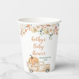 Pumpkin Truck Rustic Floral Baby Dusche Weiß Pappbecher